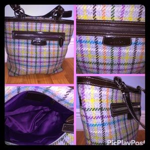 Coach
Wool material tote Grey multi-colored plaid